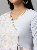 Ahalyaa Women Summer Blue Crepe Printed Tunic - Distacart
