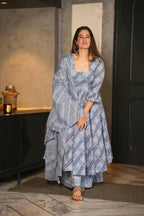 Aayaa Designer Printed Cotton Silk Suit - Multi Color