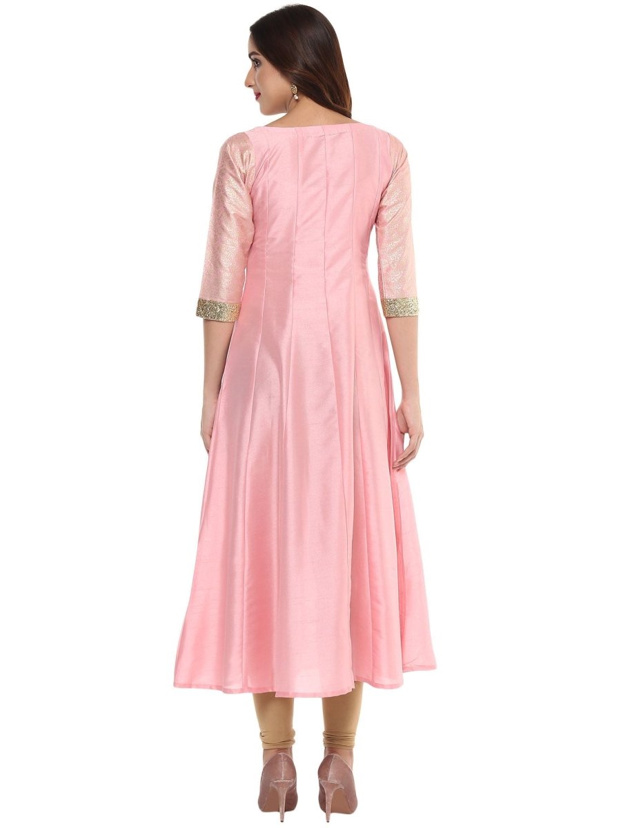 Ahalyaa Women's Pink Poly Silk Kurta
