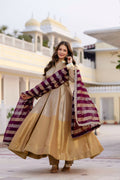 Teeya Creation Multi Color Pure Banarasi Viscose Wedding Wear Long Gown - Distacart