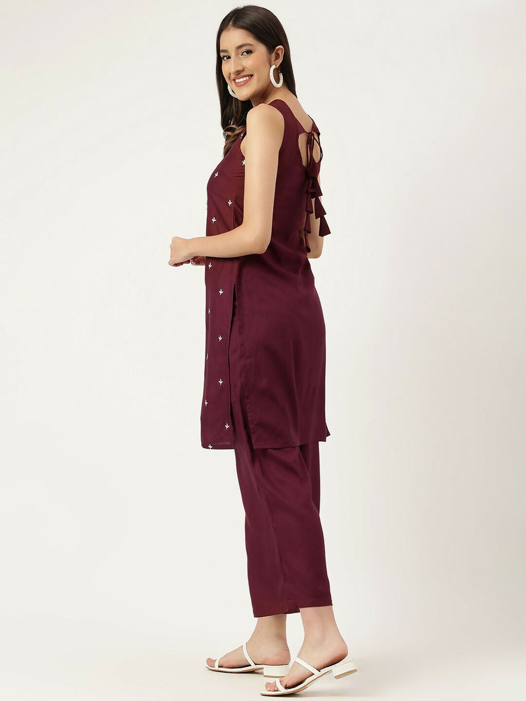 Joban Fashion Mahroon Rayon and Embroidered Work Straight Kurta Bottom Set