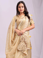 Shree Shyam Fashion Organza Gold Saree - Distacart