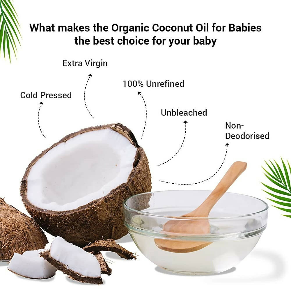 BabyChakra Organic Coconut Oil, Nourishes Hair & Skin, Soothes Diapers Rashes, Unrefined Non Deodorised & Unbleached