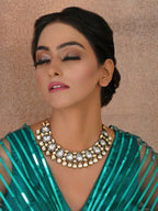 Dual Tone Kundan Neckpiece (silver) - Ruby Raang