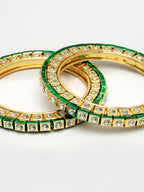 NVR Women's Set Of 2 Gold-Polished Kundan-Studded Bangles - Distacart