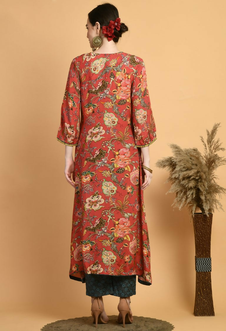 Joban Fashion Red Maslin Kurta Set