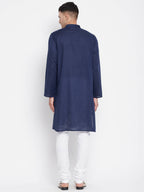 Even Apparels Blue Color Rayon Men's Kurta With Band Collar - Distacart