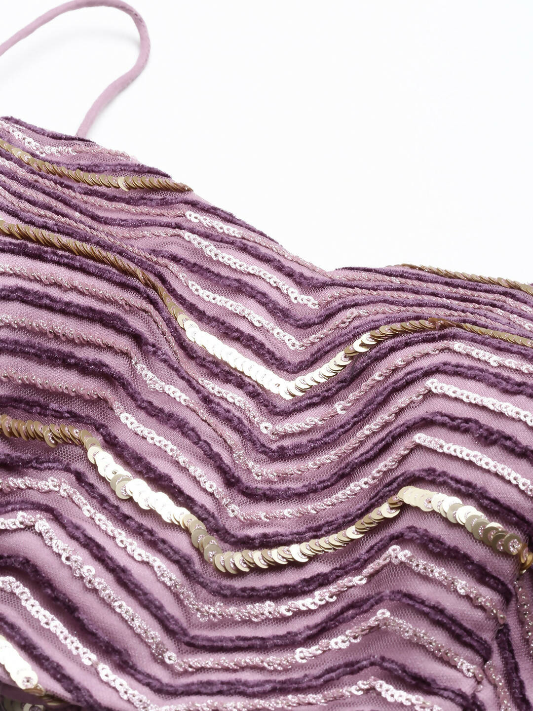 House of Panchhi Lavender - Net Embroidered Lehenga with Zig-Zag Pattern