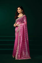 Joban Fashion Pink Net Party Wear Sarees - Distacart