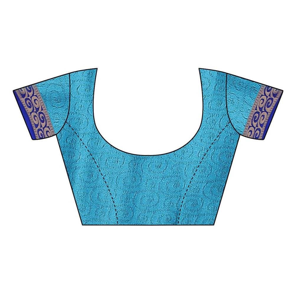 Vamika Banarasi Jacquard Weaving Blue Saree (DHONI BLUE)