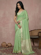 Shree Shyam Fashion Light Green Cotton Saree - Distacart