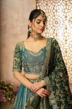 Kesar Fab Green Net Hand_Woven Lehenga