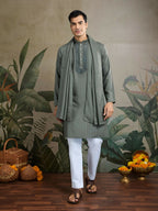 Vastranavya Rust Green Exclusive Viscose Rayon Festival Wear Real Mirror Work Kurta with Dupatta