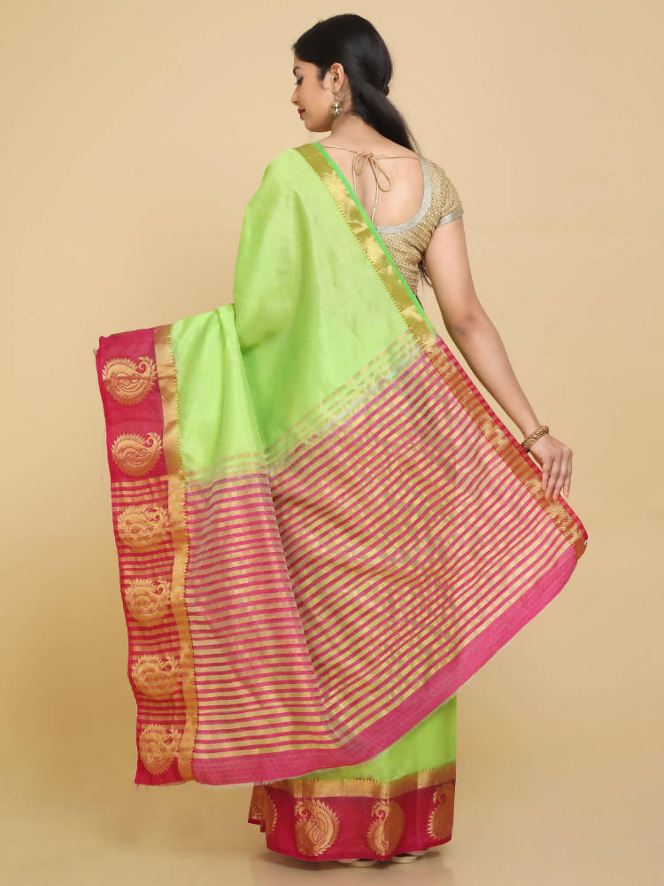 Kalamandir Woven Design Light Green Pashmina Saree