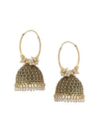 NVR Women Gold Toned Contemporary Jhumkas Earrings - Distacart
