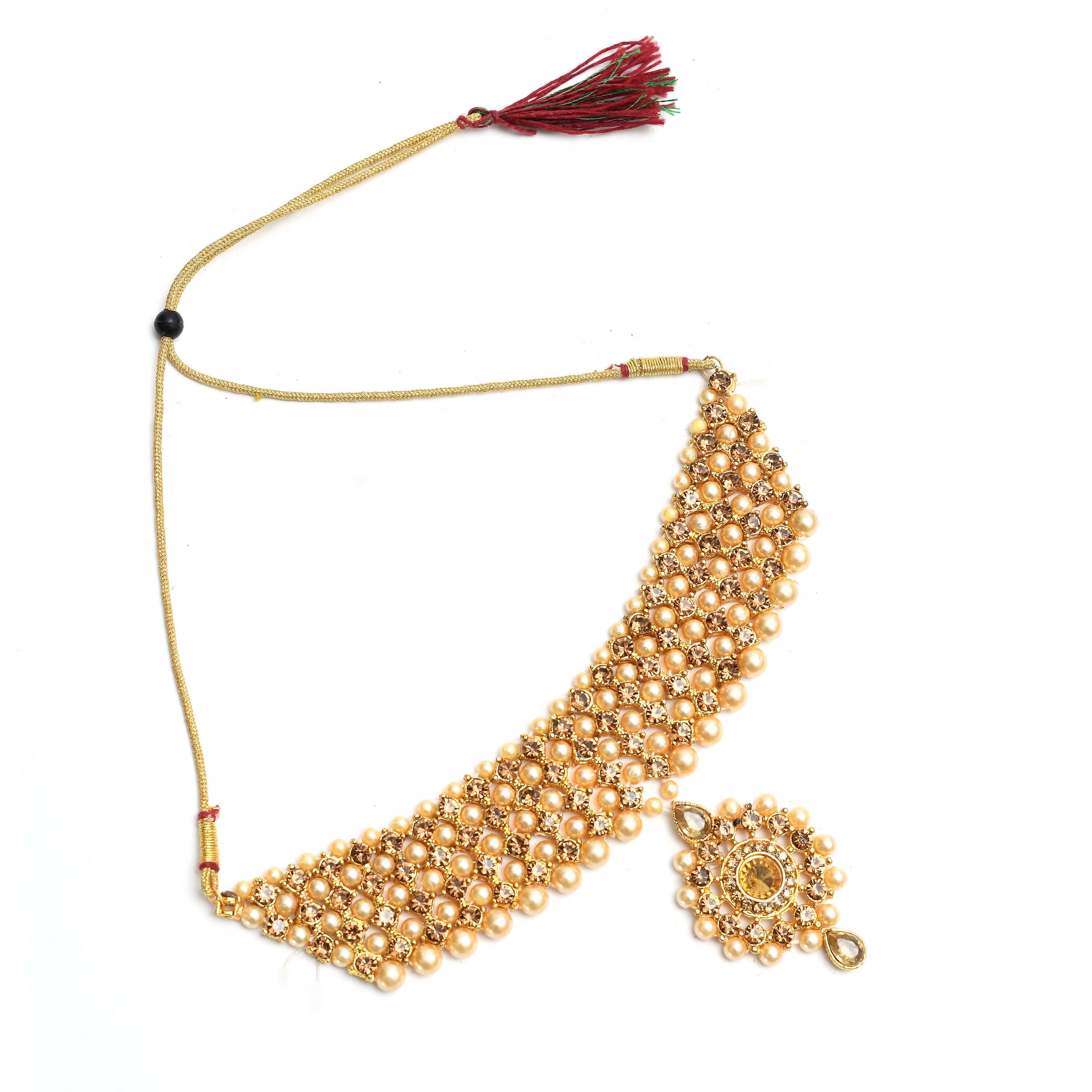 Mominos Fashion Johar Kamal Gold-Plated Brass Finish Kundan/Stone Choker For Women (Golden) - Distacart