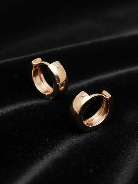 NVR Men's Rose Gold Plated Hoop Earrings