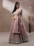 House of Panchhi Coral Pure Georgette Sequins with heavy Zarkan embroidery Lehenga choli & Dupatta