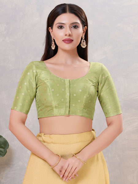 Joban Fashion Women Silk Pista-Green Stitched Blouse