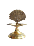 CraftVatika Gold Toned Brass Peacock Design Diya