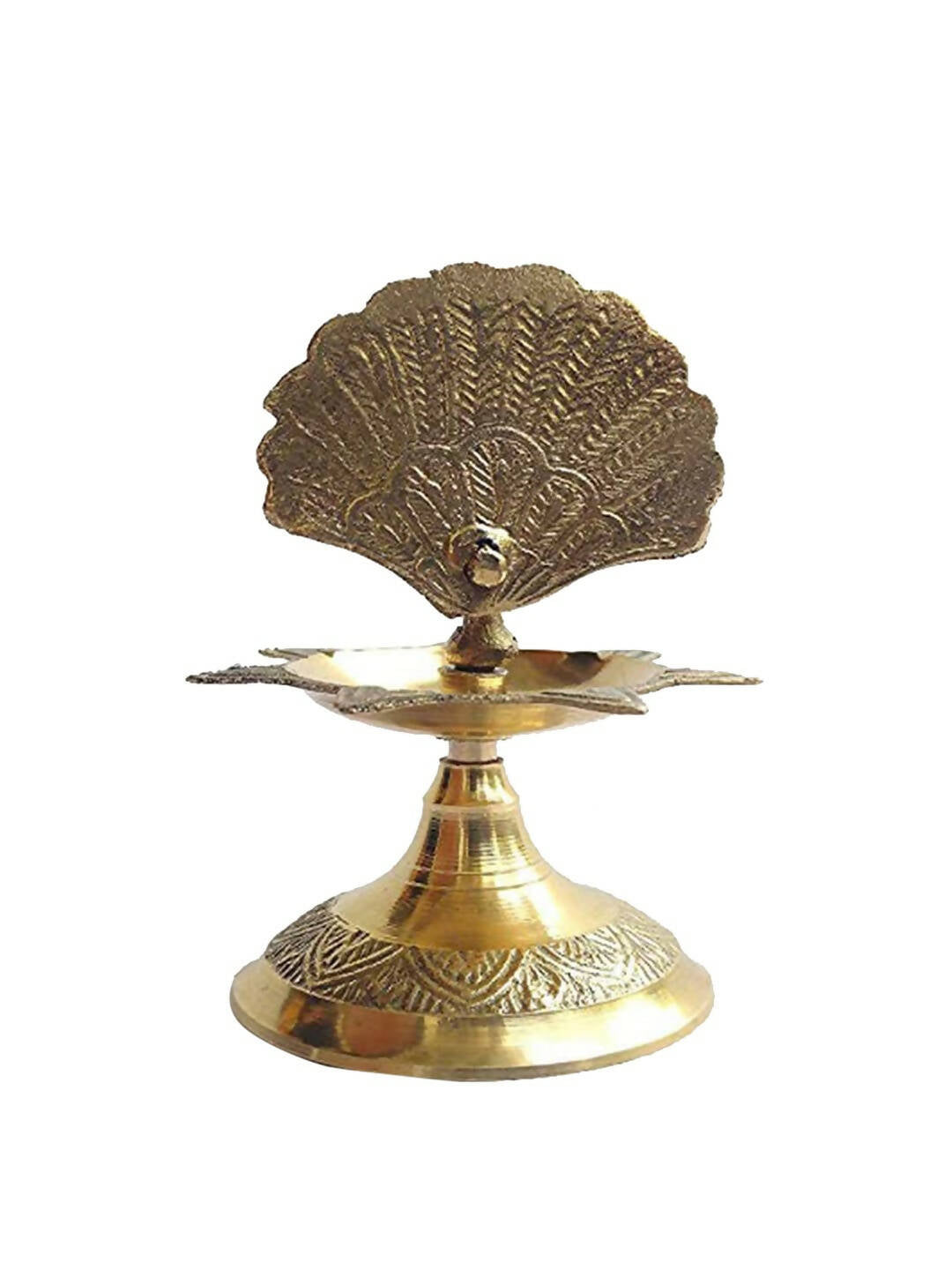 CraftVatika Gold Toned Brass Peacock Design Diya