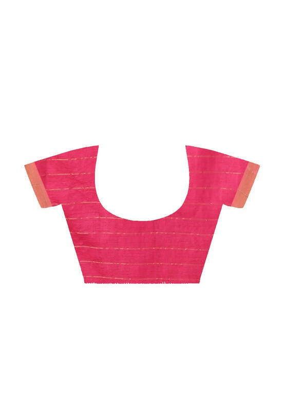 Mominos Fashion Moeza Pink Bhagalpuri Handloom Silk Raj Shree Saree with unstitched Blouse piece - Distacart