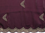 Vastranavya Wine Embroidery Work Shimmer Chiffon Saree with Unstitched Blouse - Distacart