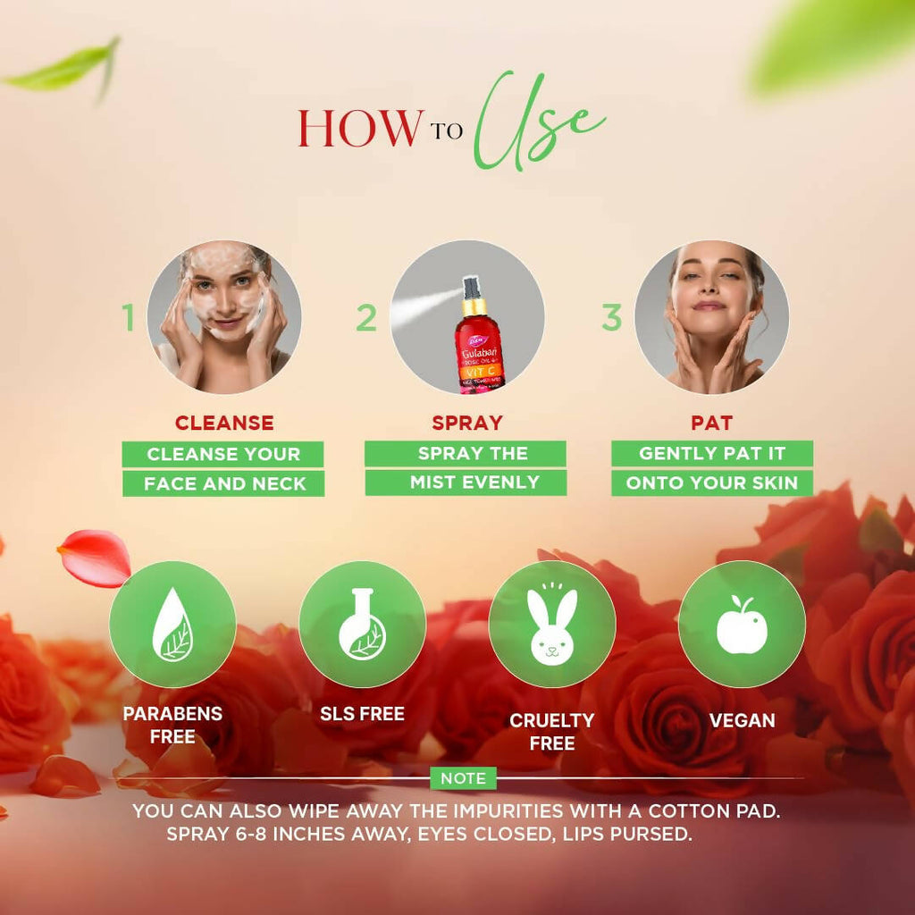Dabur Gulabari Rose Oil & Tea Tree Face Toner Mist & Rose Water - Distacart