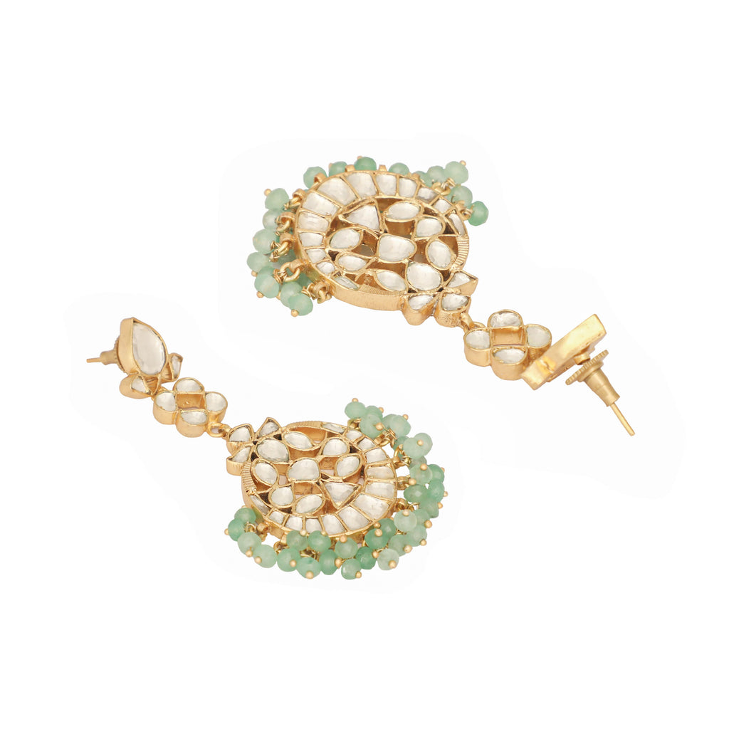 Nuyug 22K Gold Plated Regal Green Kundan Chandbali Earrings - Distacart