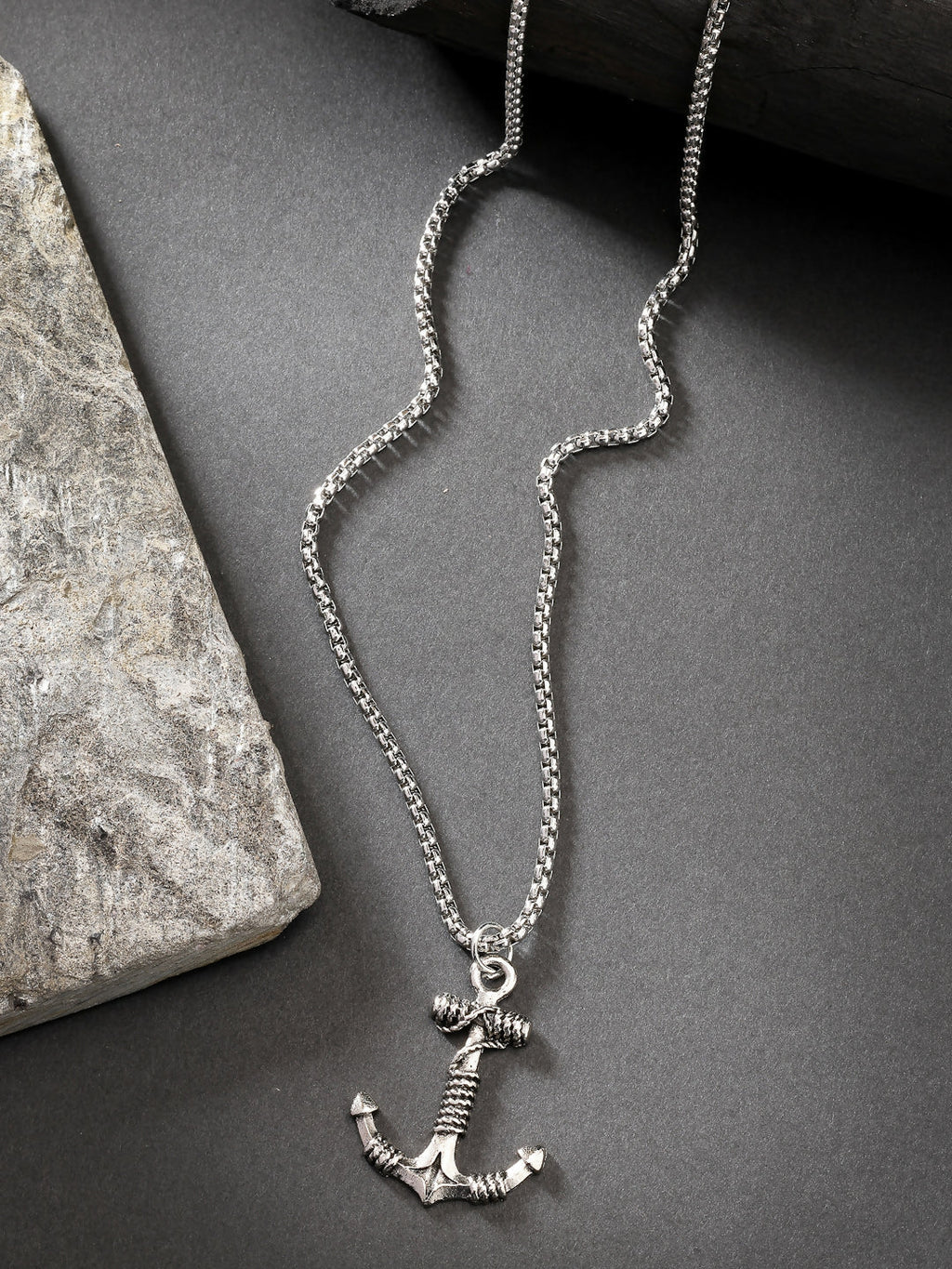 NVR Men's Silver-Plated Stainless Steel Pendant with Chain