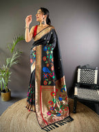 Joban Fashion Red Motifs Paithani Sarees