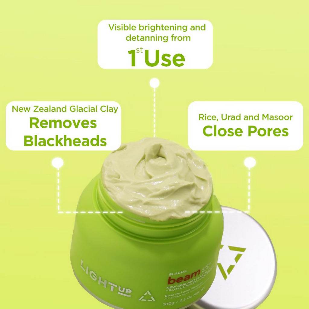 Light Up Beam Green Clay Face Mask With Rose & Jasmine