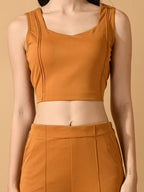 Myshka Women's Mustard Solid Party Top