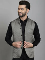 Even Apparels Nehru Jacket With Welt Pockets - Grey