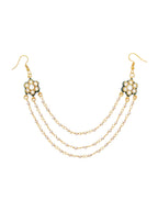 Ruby Raang Gold Green Meenakari & Pearl Hair Jewelry