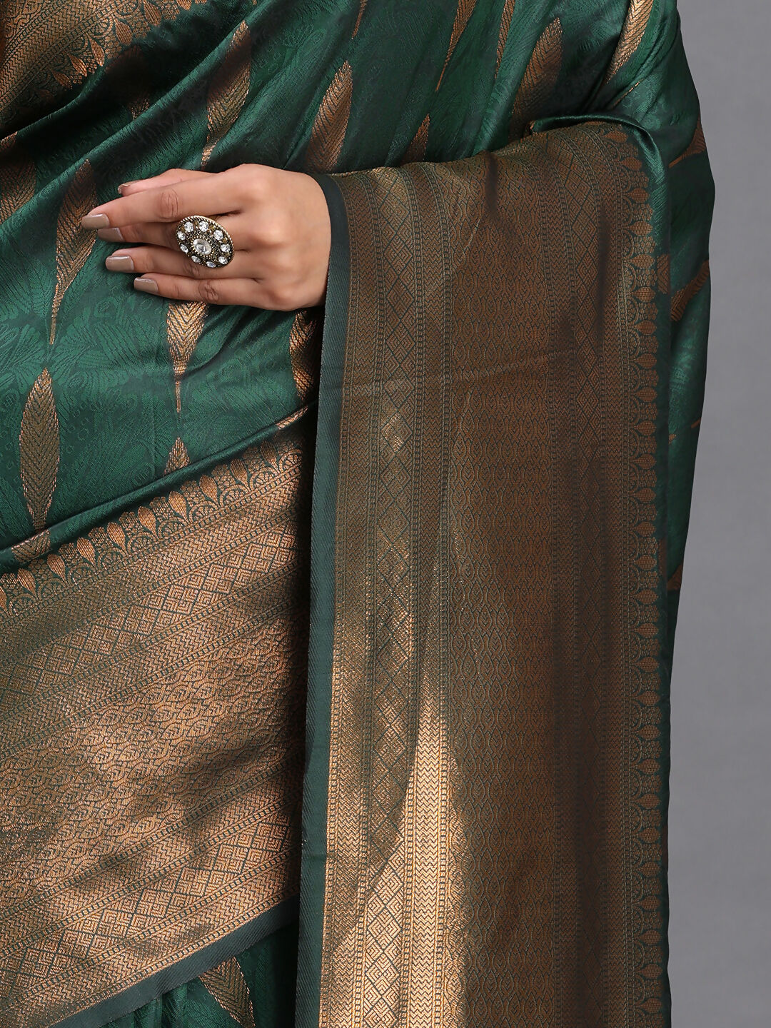 Shree Shyam Fashion Silk Dark Green Saree - Distacart