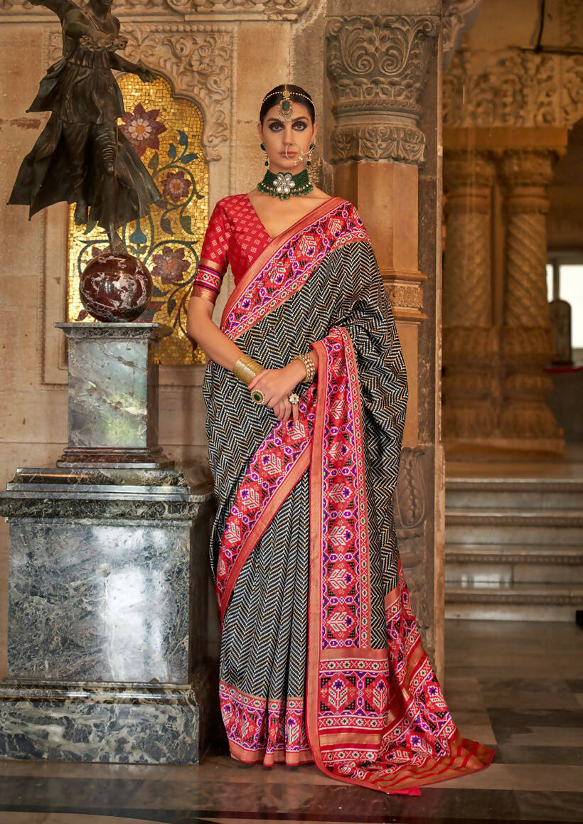 Kabul Grey Banarasi Weaving, Ultra Aqua Finish, Zari Work Banarasi Silk Saree - Rath Kunti