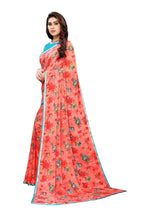 Vamika Beautiful Ethnic Fire Pink Printed With Lace Saree - Distacart