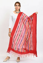 Mominos Fashion Moeza Women's Orgenza Multi Thread Mirror Work Red Dupatta - Distacart