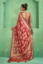 Joban Fashion Pinkdull Moss Brasso With Kasab Zari Border Saree & Tassels With Brasso Blouse - Distacart