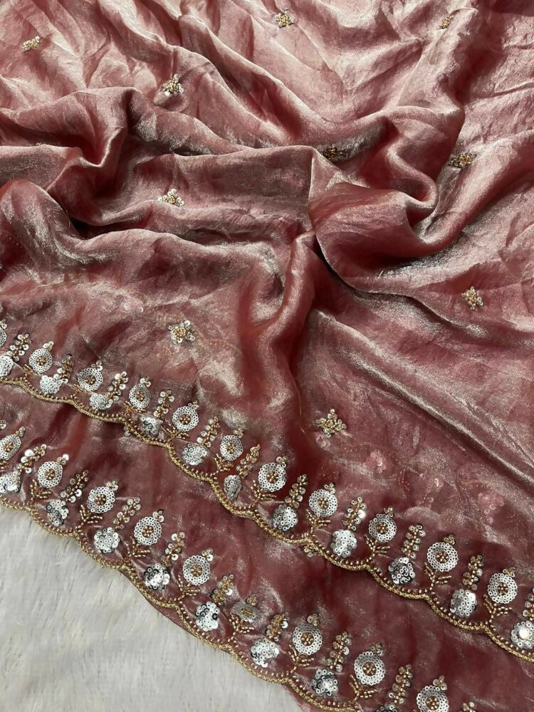 Joban Fashion Maroon Fandy Satin Silk Party Wear Sarees - Distacart