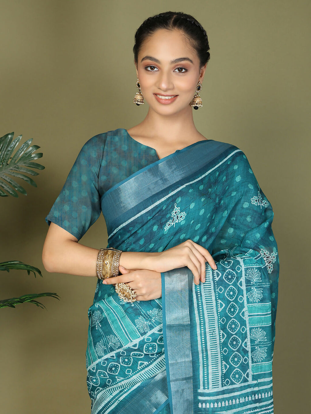 Shree Shyam Fashion Cotton Sea Green Saree - Distacart