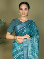 Shree Shyam Fashion Cotton Sea Green Saree - Distacart