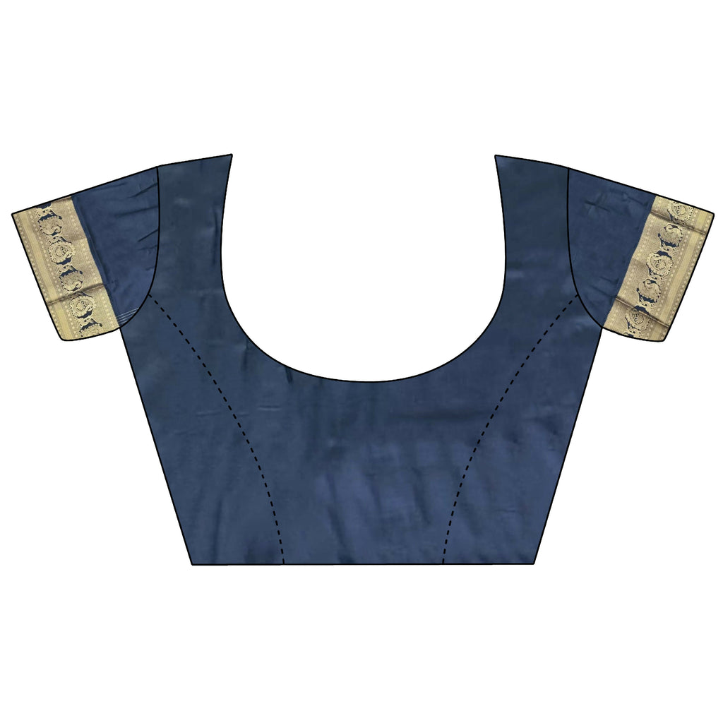 Joban Fashion Navy Blue Striped With Floral Motifs Soft Silk Leheriya Saree