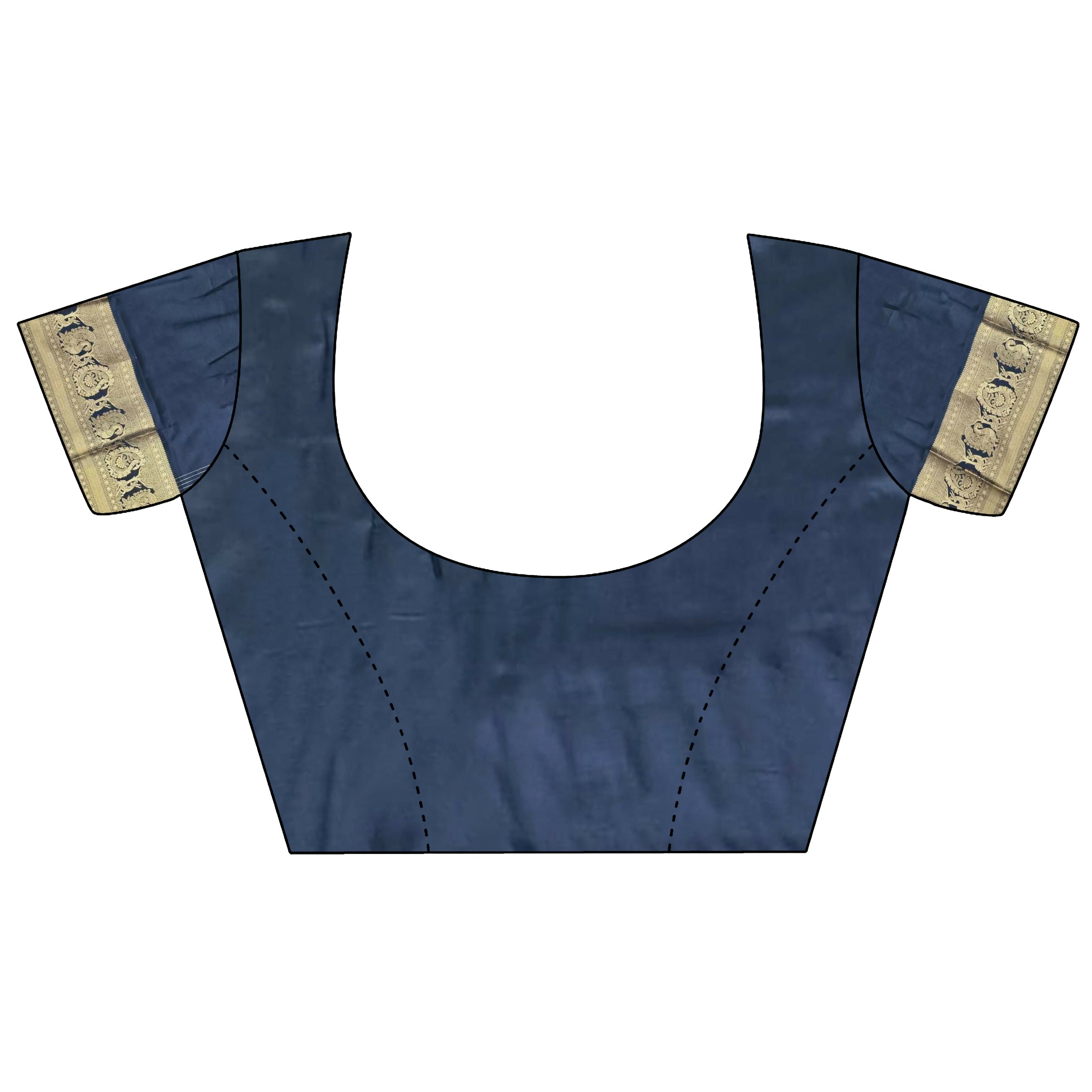 Joban Fashion Navy Blue Striped With Floral Motifs Soft Silk Leheriya Saree