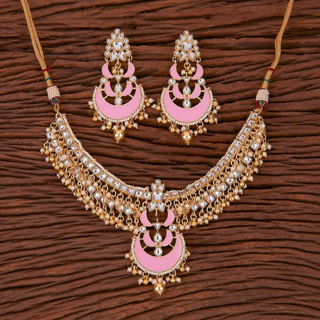 Joban Fashion Women Golden White Pink Necklace Set