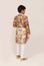Joban Fashion Georgette Yellow Kurta With Straight Fit Pant