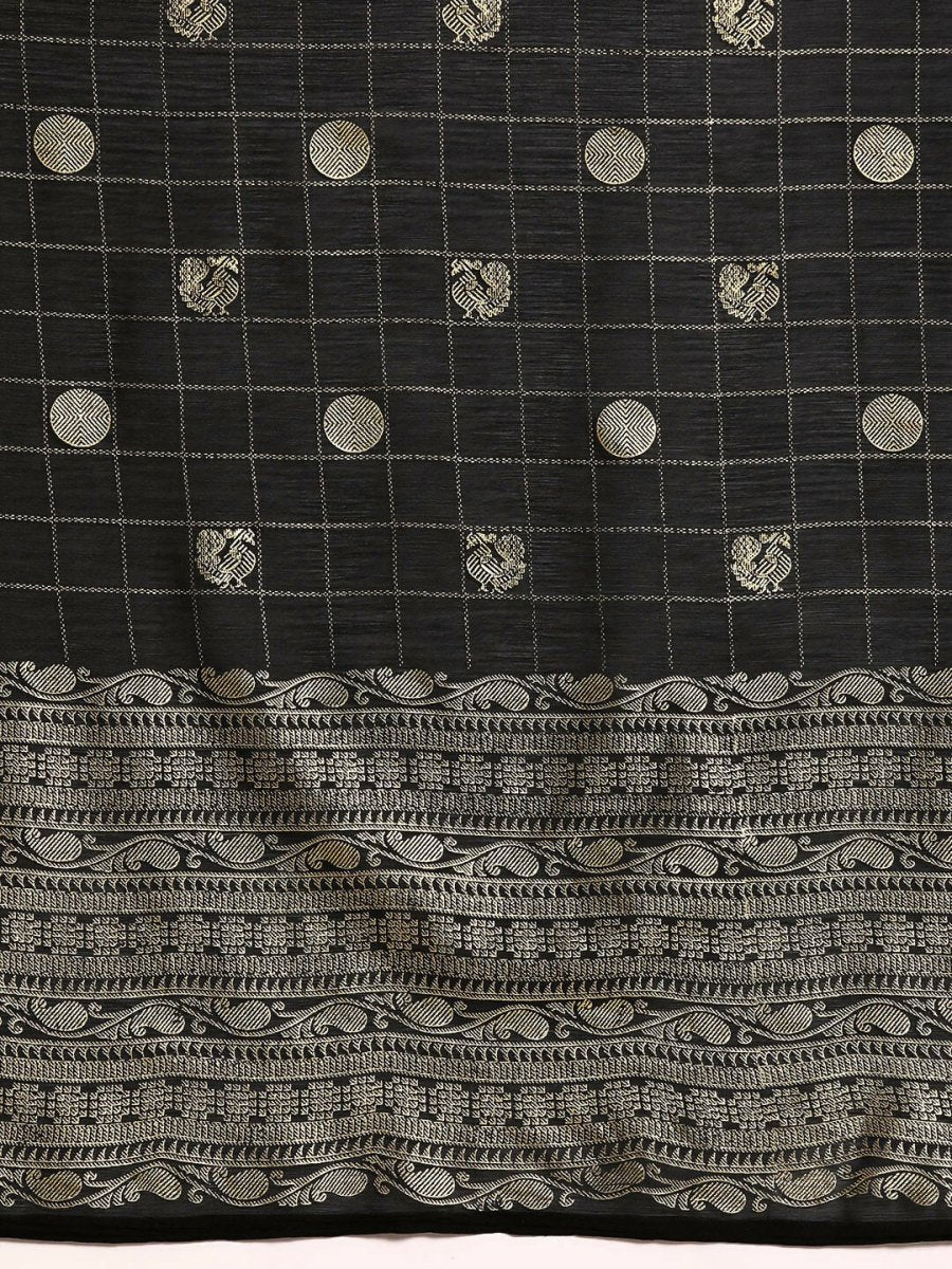 Ahalyaa Women's Traditional Semi Stitch Saree - Black