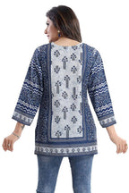 Snehal Creations Stylista Indigo Blue Summer Cool Printed Tunic Top