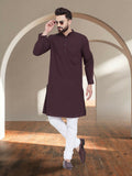 Even Apparels Men's Pure Cotton Maroon Kurta